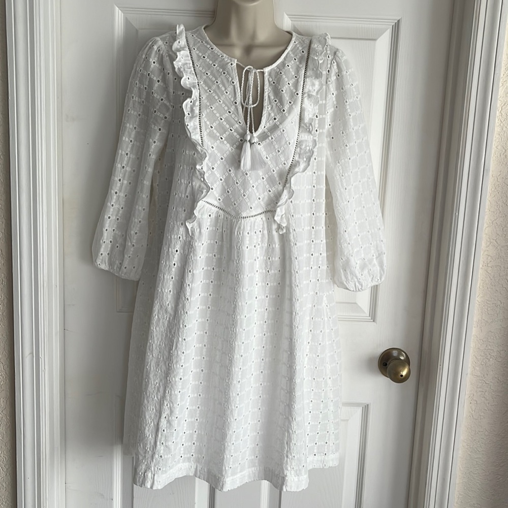Anthropology white eyelet dress